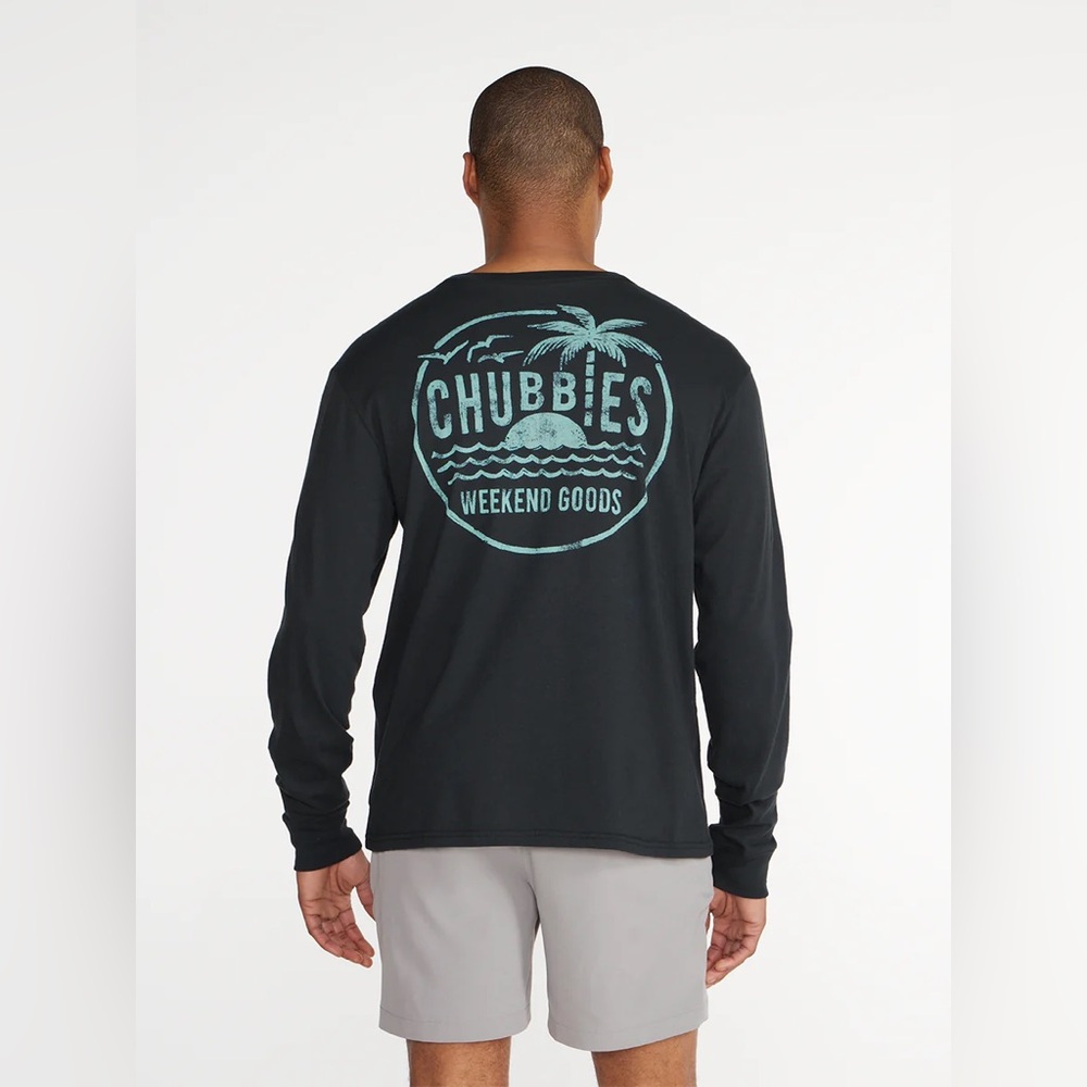 Mens chubbies The Weekend Goods Graphic Long Sleeve T-Shirt - Black Size Large